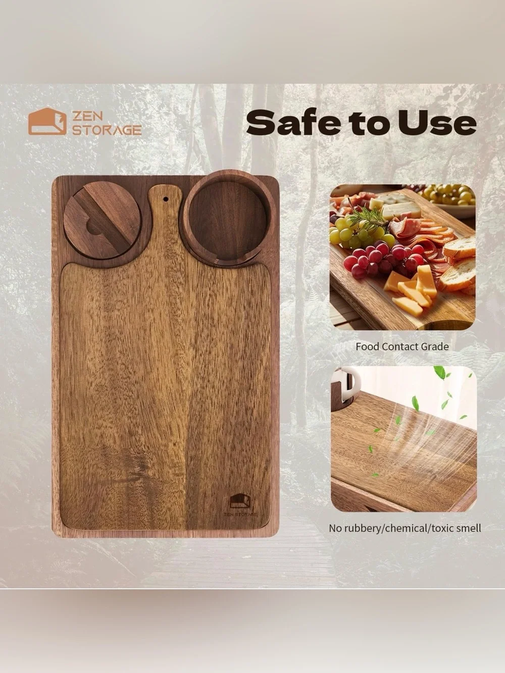 Wooden Cheese Board Serving Platter - Natural Brown
